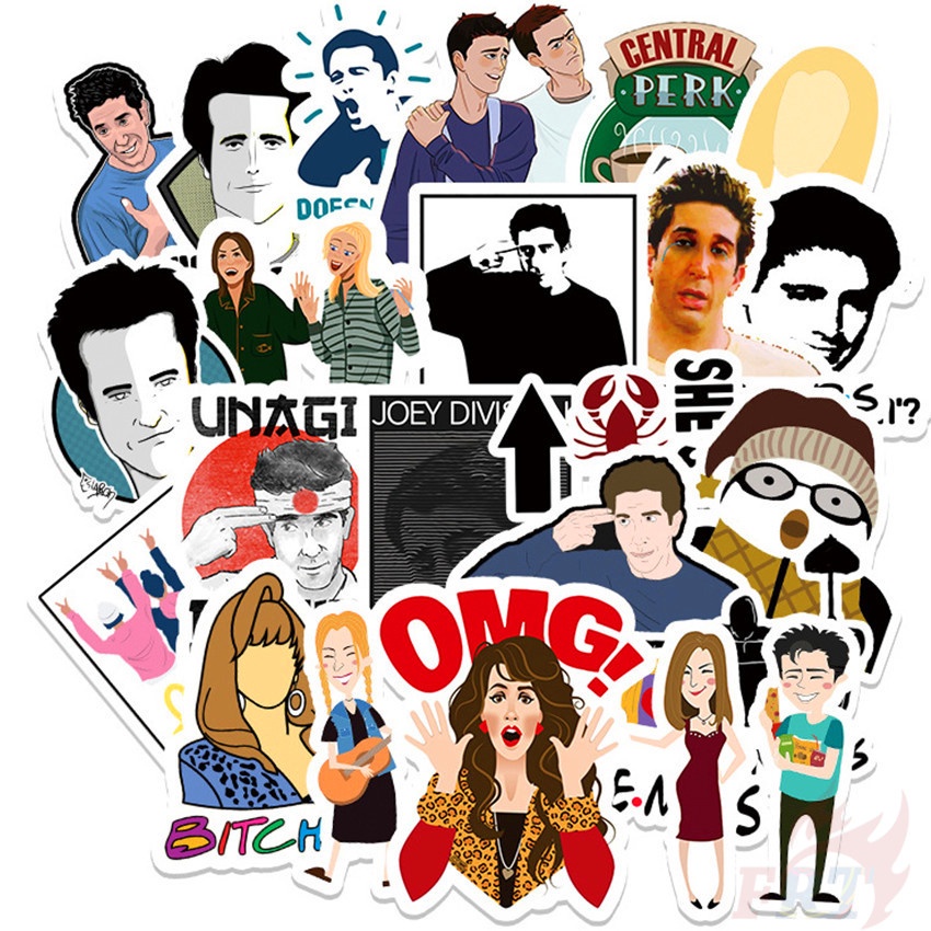Set 52 miếng dán họa tiết Friends chương trình truyền hình Series 07 phong cách cổ điển làm thủ công