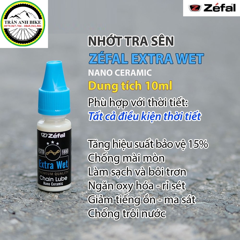 Dầu nhớt tra sên xích xe đạp ZEFAL NANO CERAMIC EXTRA WET 10ml