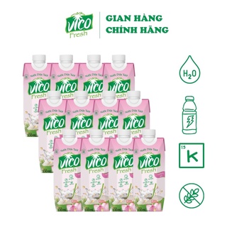 Nước dừa acp vico fresh hương vị sen - combo 12 hộp nước dừa 330ml