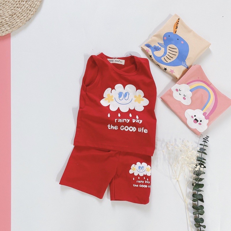 BỘ BA LỖ COTTON 100% MINKYMOM CUA CÁ CẦU VỒNG MAGIC CHO BÉ TỪ 8-19kg