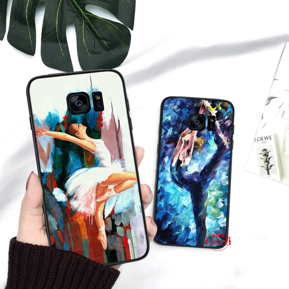 Ốp điện thoại mềm hình bạn gái múa ba lê cho Samsung S6 S7 Edge S8 S9 S10 Plus S10E 46C