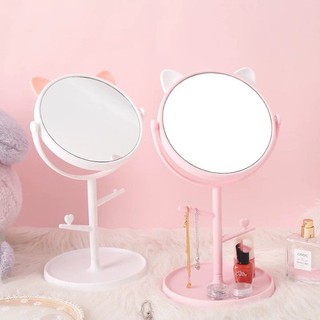 Gương để bàn trang điểm tai mèo nhỏ URI DECOR gương tai gấu nhựa