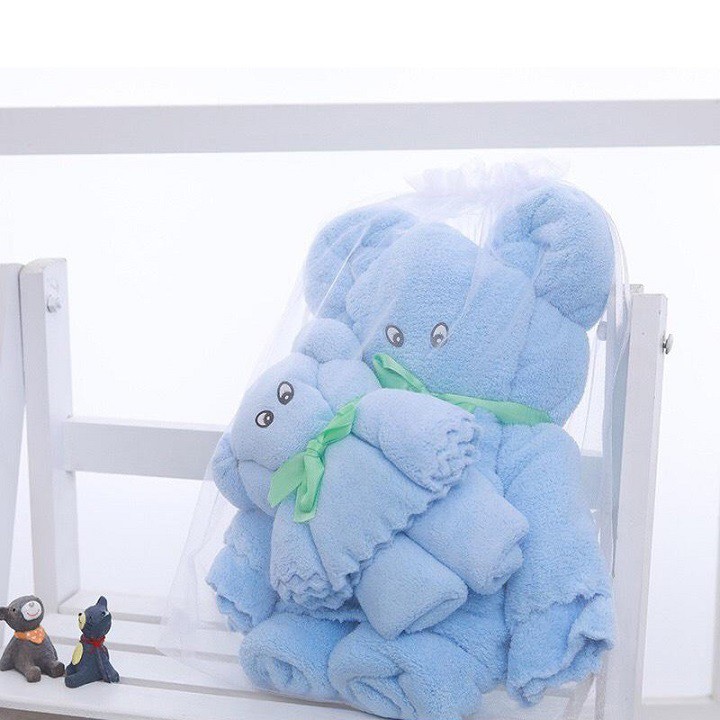 SET 2 khăn tắm khổ lớn siêu mềm mịn hình voi cute (KTV02)