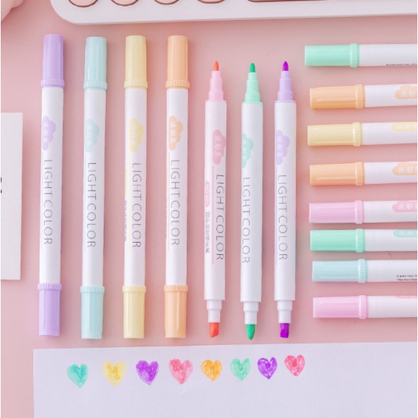 Bộ 6 cây XUETONG bút highlight 2 đầu, bút dạ quang