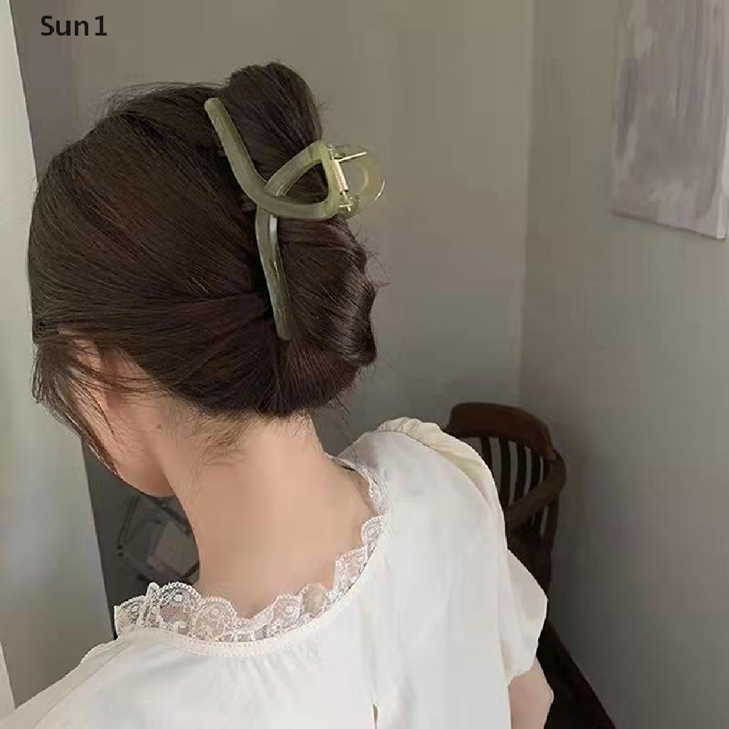 Kẹp Tóc Dạng Đĩa Chéo Sun1 &gt; Bằng Acrylic Nhám Hình Cá Mập Kẹp Lưng
