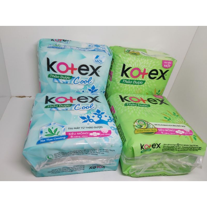 [Giá Tốt] Băng Vệ Sinh Kotex Thảo Dược Cải Tiến Mới Siêu Mỏng Cánh