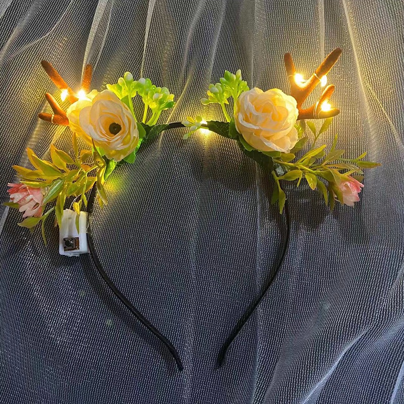 Băng Đô Cài Tóc Hình Sừng Hươu Phát Sáng Cho Bé Gái