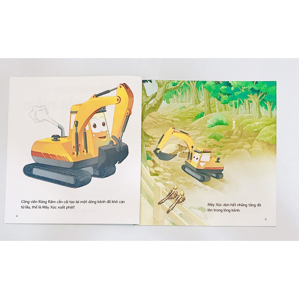 Sách- Thế Giới Xe công Trình : xe cẩu, xe nâng, xe xúc, xe trộn,xe ben, xe chở nước