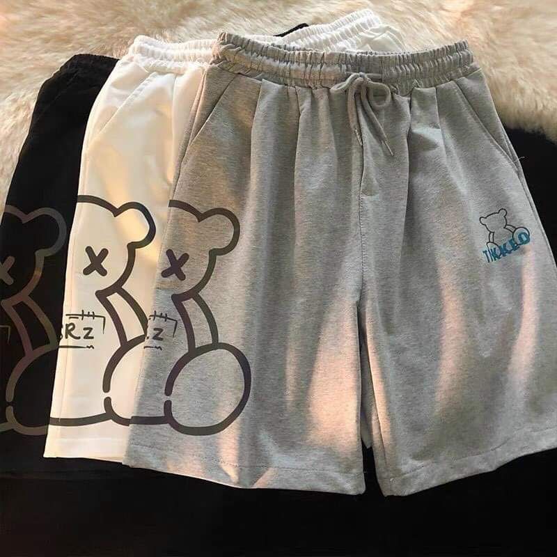 Quần short nam nữ hoạ tiết gấu phản quang chất thun QSHR1 | BigBuy360 - bigbuy360.vn