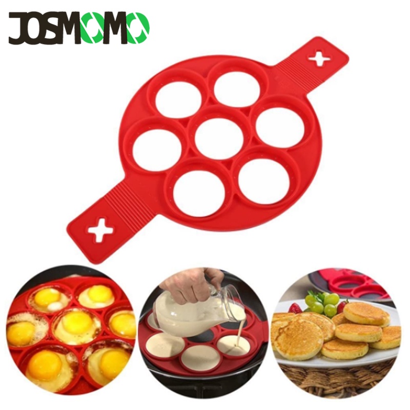 JOSMOMO 1 cái Silicone chống dính Máy làm bánh kếp trứng tuyệt vời Vòng nhà bếp Nướng bánh trứng tráng Khuôn bếp lật