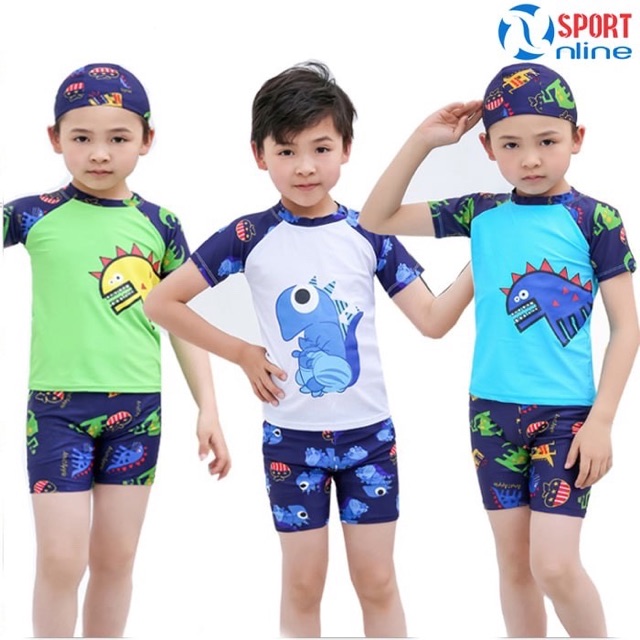 ⚡️Xả kho⚡️Bộ bơi bé trai khủng long dễ thương kèm mũ