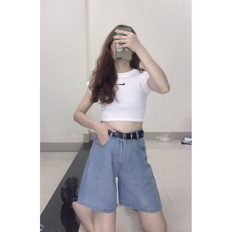 Áo croptop ngắn tay nikee 2 màu đen/trắng cực đẹp (kèm video/ảnh thật)