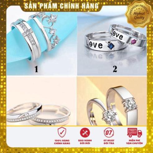 [HOT 2021] Nhẫn đôi Bạc 925 -30% trái tim tình yêu Freesize Zircon nhân tạo Lấp lánh Cao cấp Cổ điển SPR-Q002 Giá 1 cặp