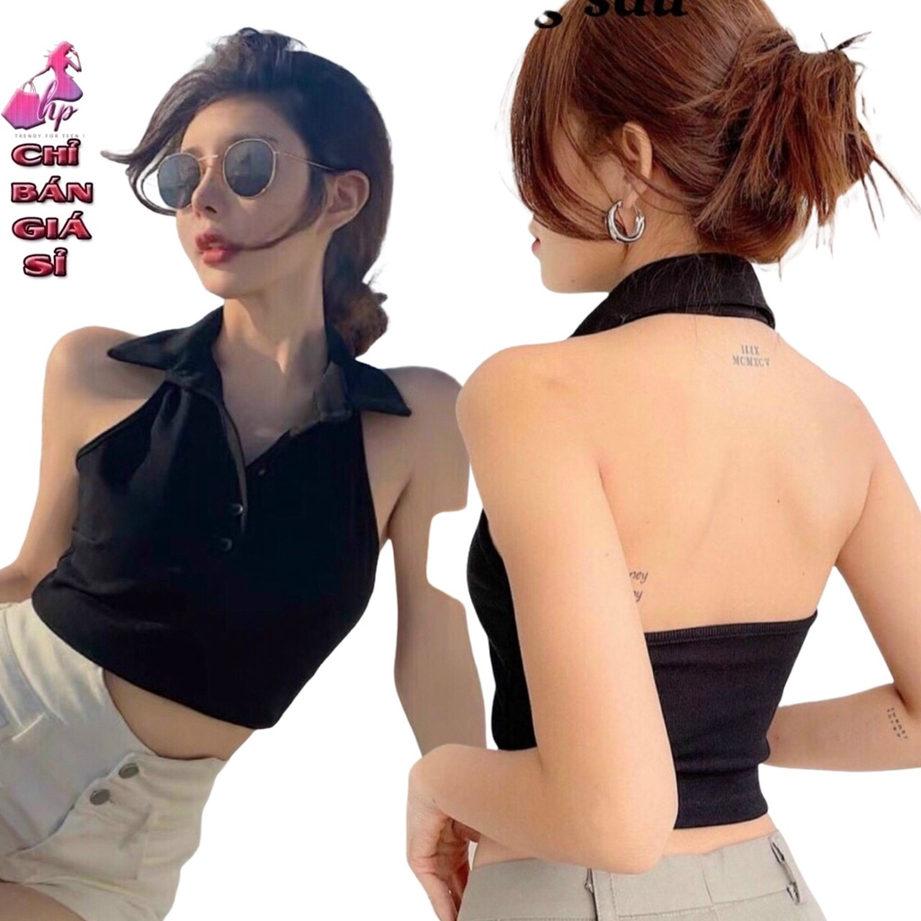 Áo kiểu yếm cổ bẻ croptop nữ đẹp ôm body hở lưng cực sexy mẫu mới thời trang 2021 | WebRaoVat - webraovat.net.vn