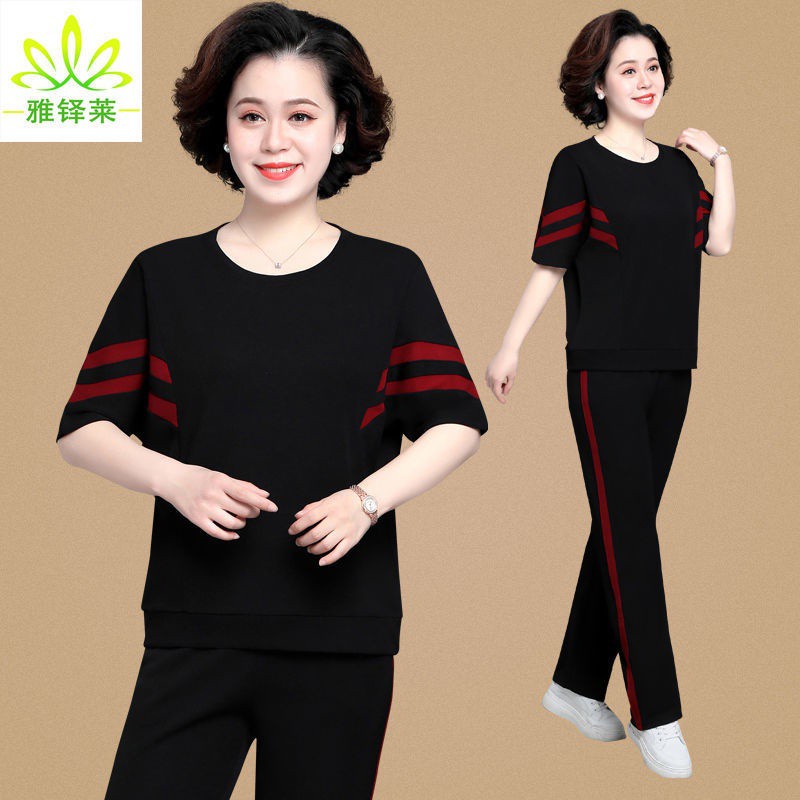 Set đồ thể thao hai mảnh phong cách mùa hè thời trang cho phụ nữ trung niên