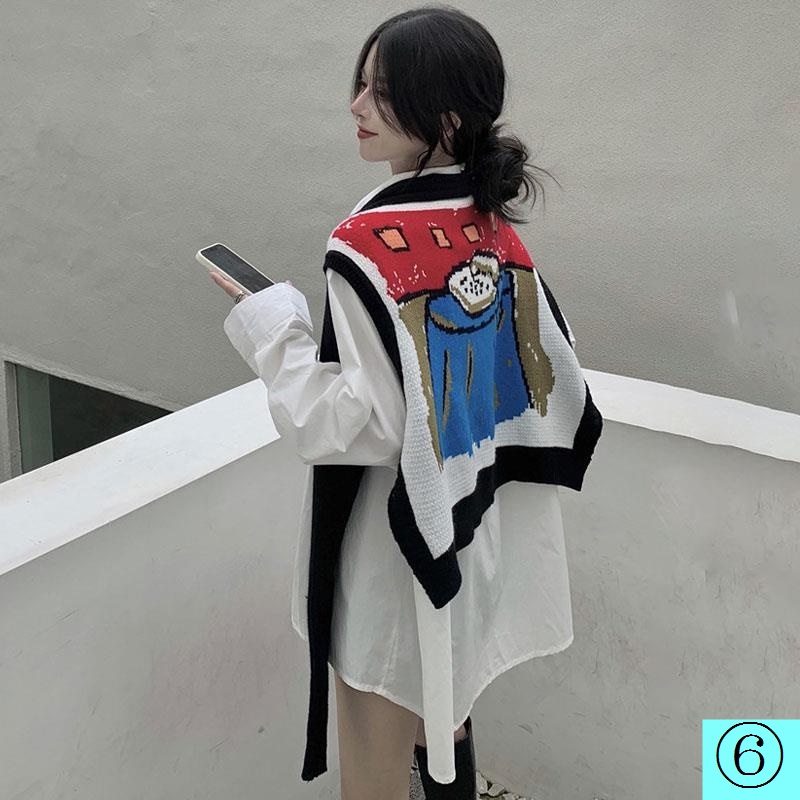 One Set Áo Sơ Mi Tay Dài Và Áo Khoác Ghi Lê Dệt Kim Không Tay Phong Cách Hàn Quốc Thời Trang Xuân Thu Cho Nữ