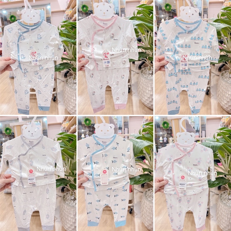 (Avaler/Phủ Lý)Bộ cotton/sợi tre sơ sinh Avaler size Newborn/3-6m/6-9m