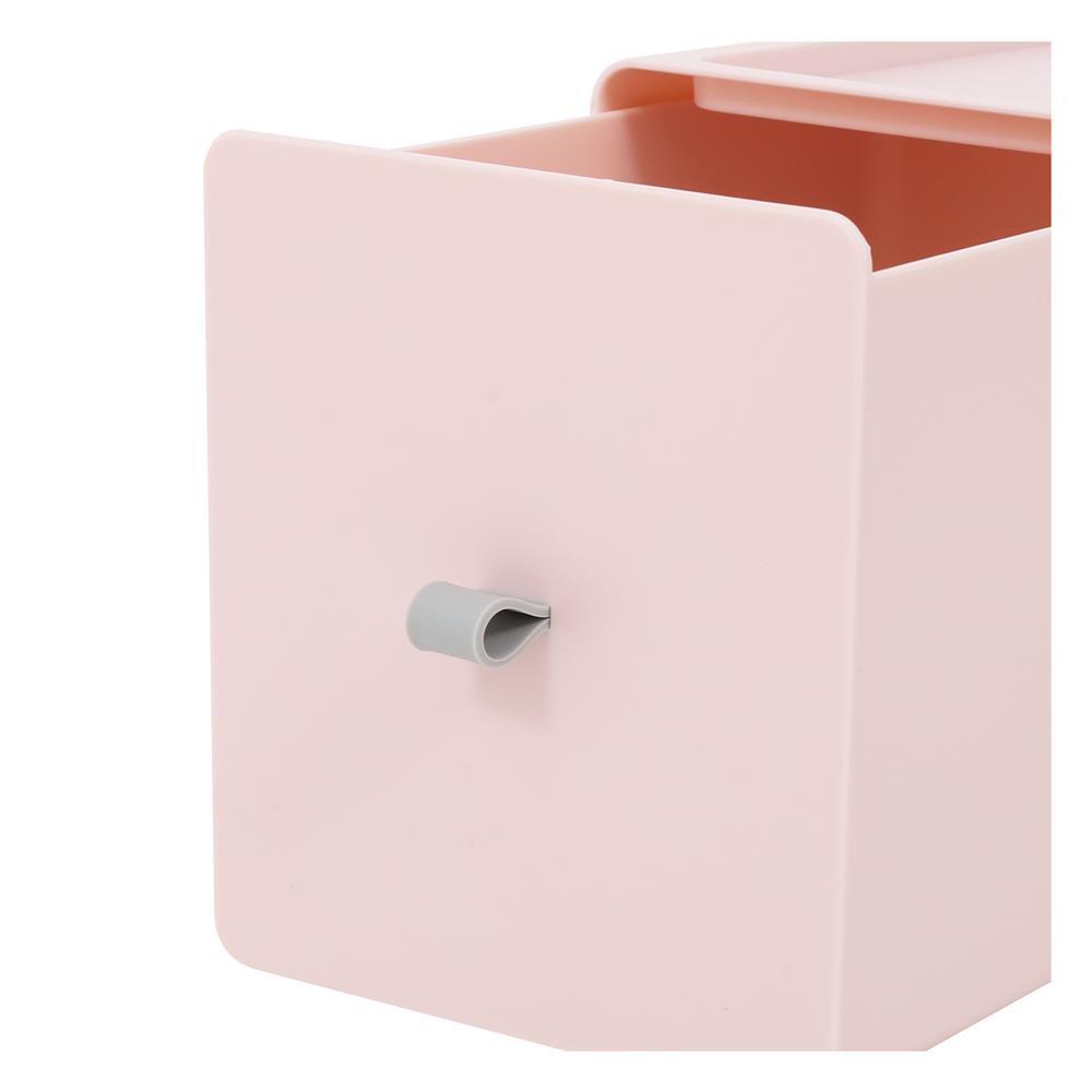 HomeBase ACCO Hộp nhựa dạng ngăn kéo có thể xếp chồng lên nhau thành tủ Size L C15.3xR13.3xS21cm màu hồng