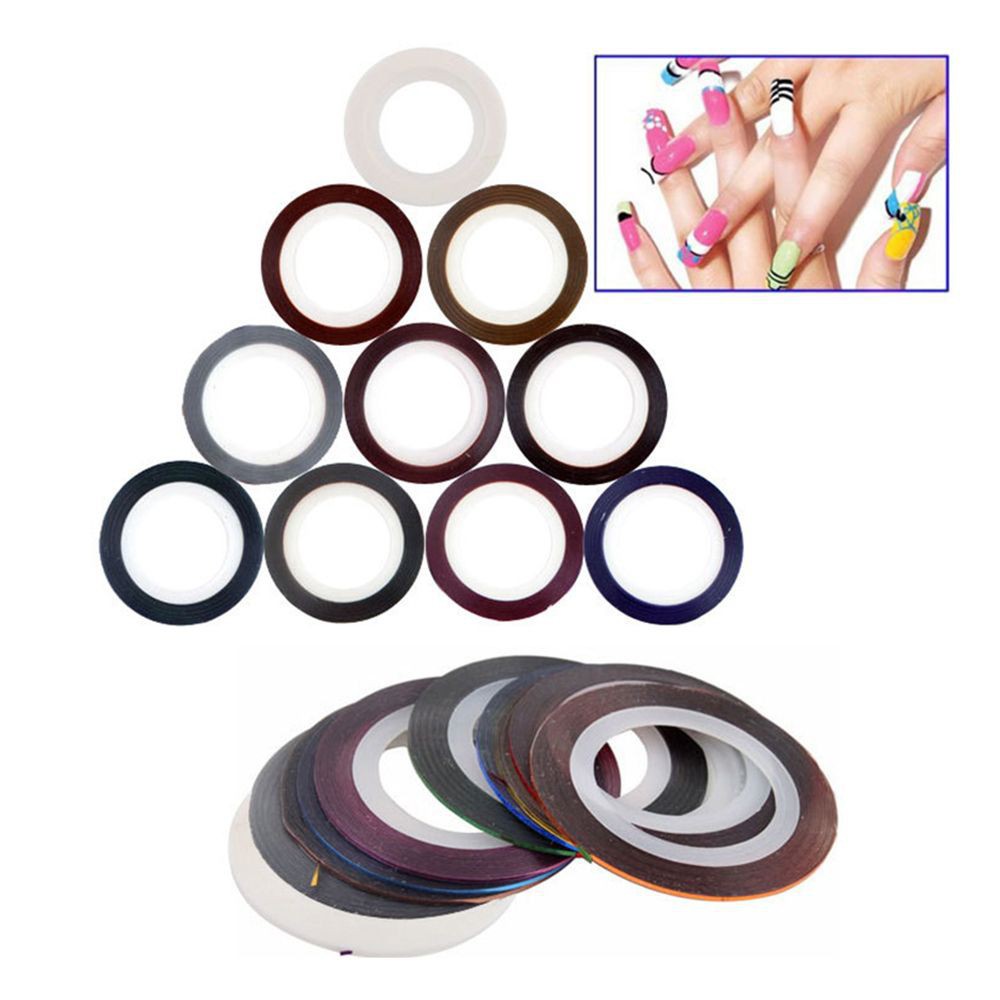 10 miếng dán kẻ sọc cho móng nghệ thuật nhiều màu