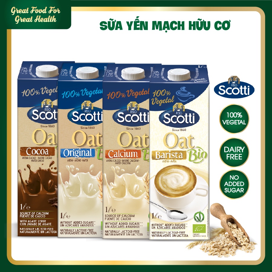 Sữa yến mạch hữu cơ Riso Scotti hộp 1000ml