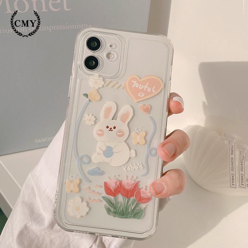 ốp iphone 11 Ốp điện thoại TPU họa tiết thỏ hoạt hình cho iPhone 11 Pro Max X Xr Xs M