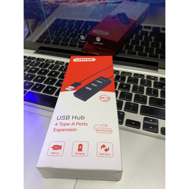 Hub USB 2.0 1 ra 4 cổng dây dài 80cm UNITEK Y-2140 chính hãng phân phối