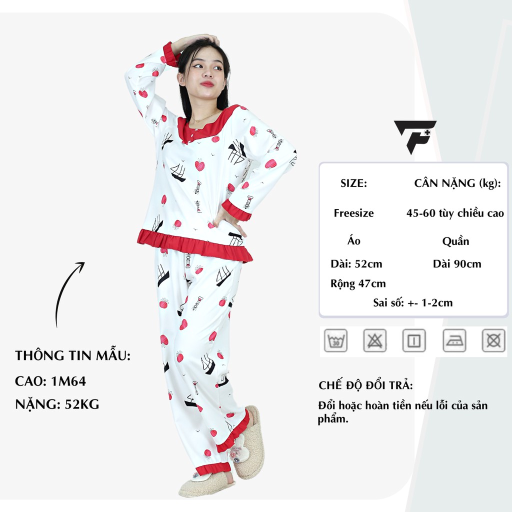 Đồ ngủ đồ bộ pijama Lụa mặc nhà tiểu thư quần dài tay dài sang chảnh FPLUS 298