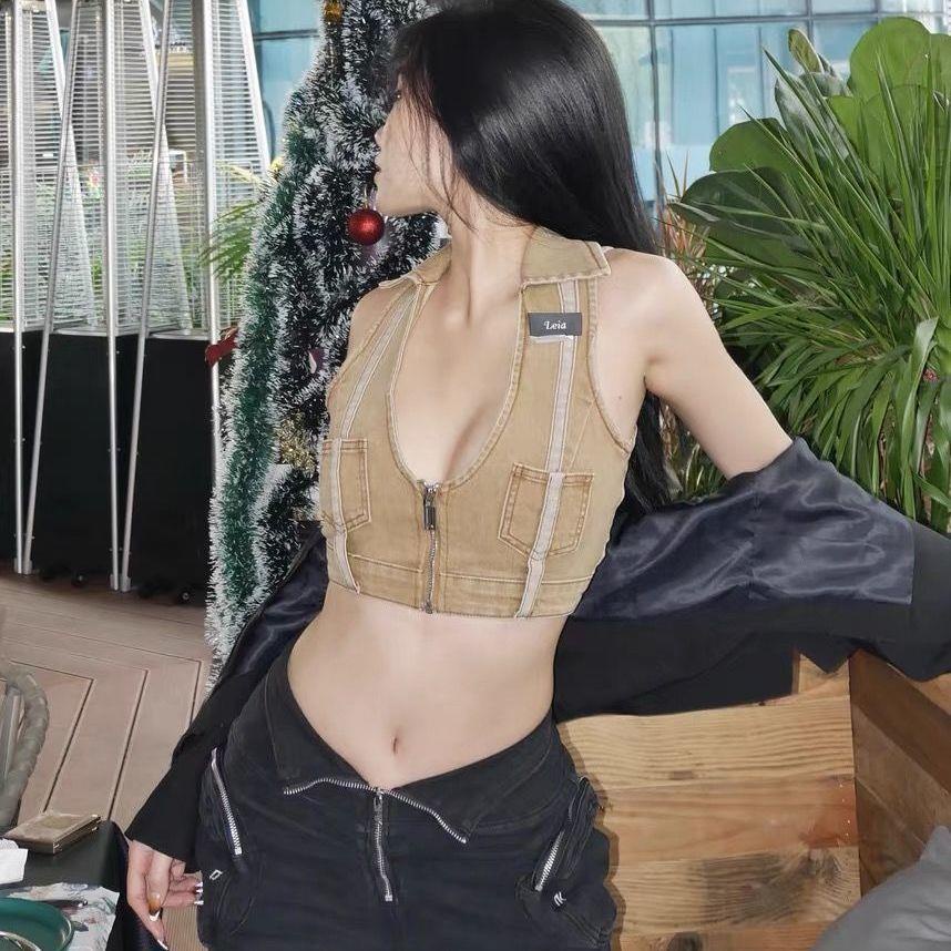 Áo Denim Không Tay Thời Trang Quyến Rũ Cho Nữ