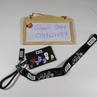 Dây đeo thẻ (nametag dài), thẻ tên cao su kiêm móc khóa BTS