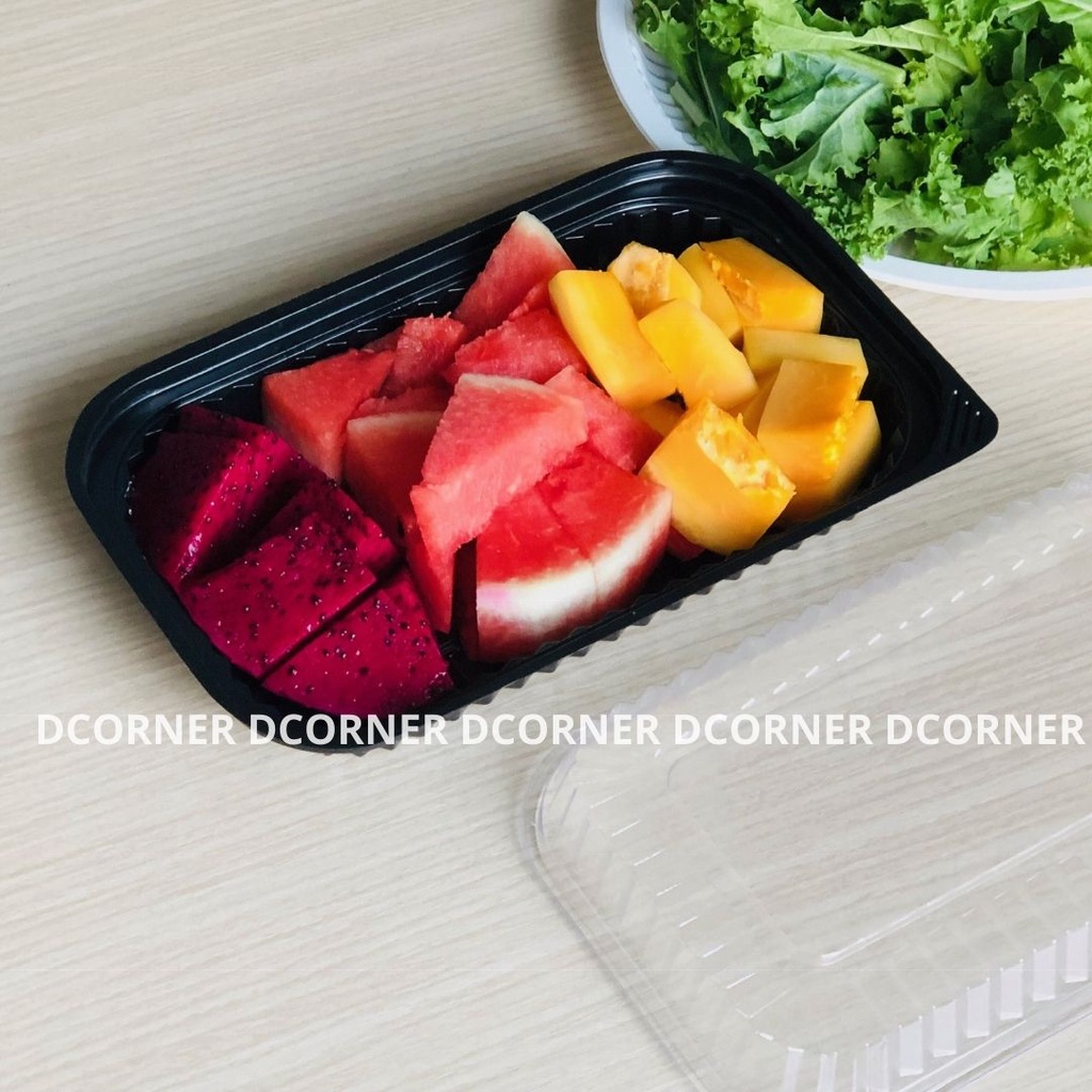 50 KHAY NHỰA H17 CÓ NẮP - KHAY NHỰA ĐỰNG SUSHI, TRÁI CÂY, SALAD, CHẢ GIÒ, BÁNH,...