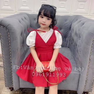 Set váy yếm buộc dây vai cho bé gái