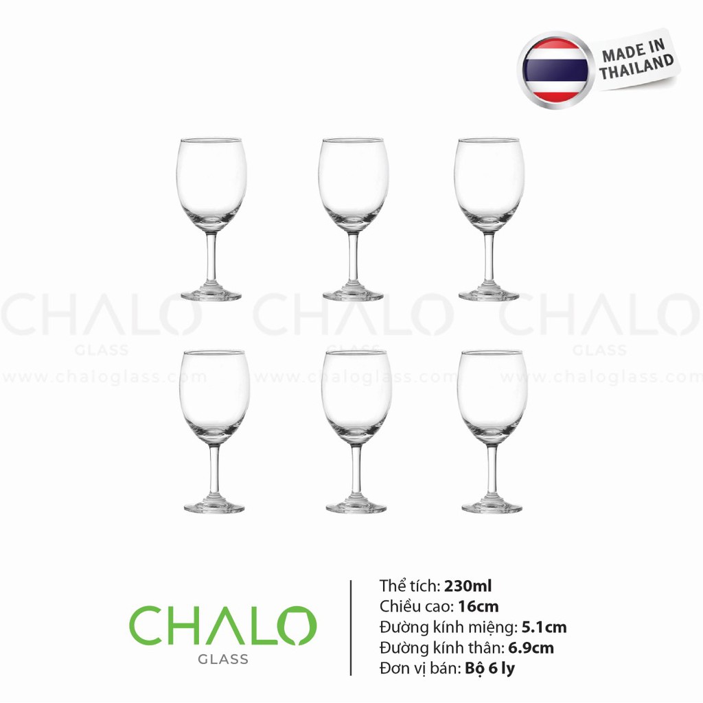 Ly rượu vang đỏ thủy tinh Ocean Classic Red Wine 230ml - 1501R08 [Bộ 06 ly chính hãng - Made in Thailand]