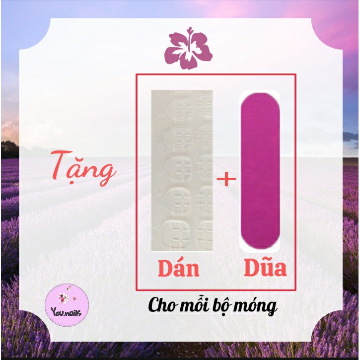 Set 24 Móng Giả/ Móng Tay Giả Gắn Nhũ Kèm Keo