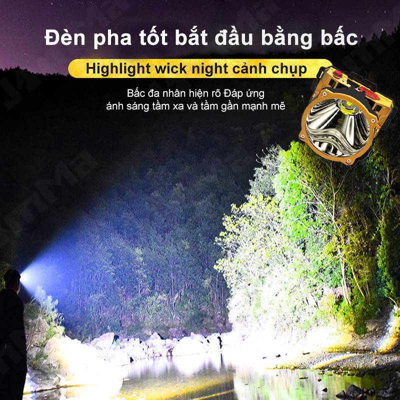 Đèn đeo đầu LED siêu sáng sạc USB có màn hình hiển thị tiện lợi