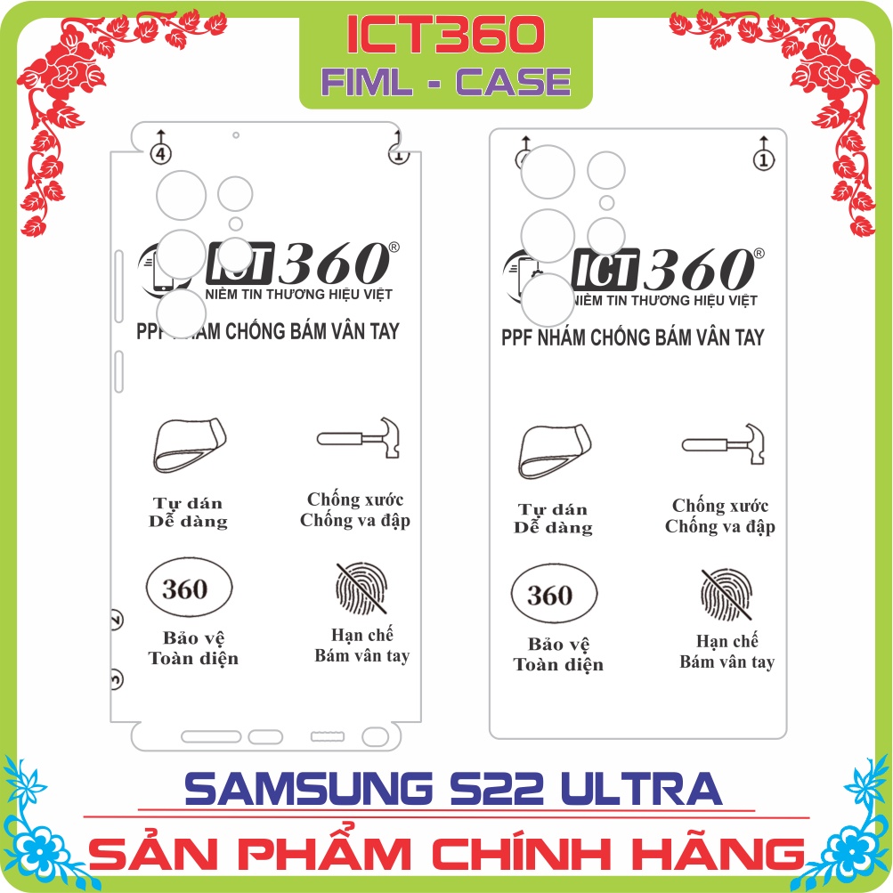 Dán mặt sau, Dán Lưng SAMSUNG S22, S22+, S22 ULTRA PPF 4 lớp Chống Trầy Xước Cao Cấp