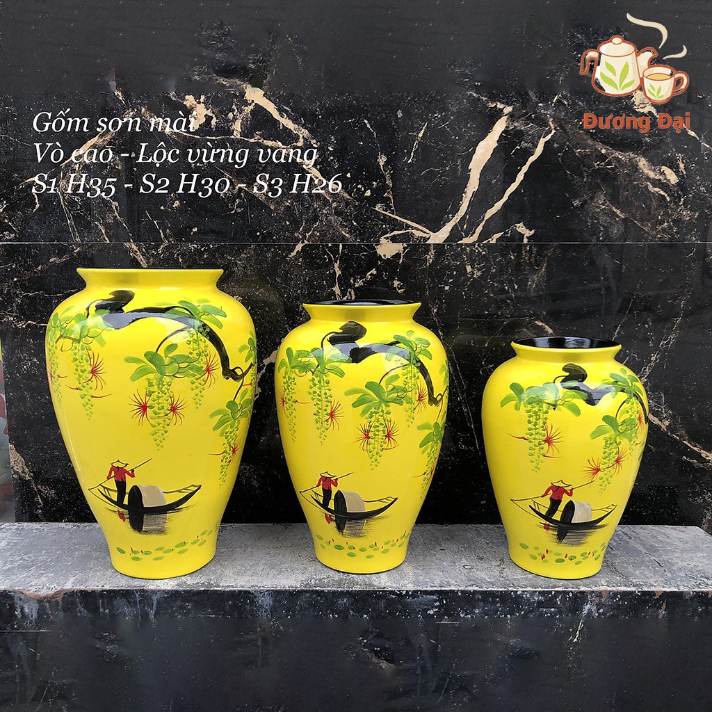 Lọ Hoa Sơn Mài Gốm Sứ Bát Tràng Đương Đại – Bình Cắm Hoa Cao Cấp - Dáng Vò