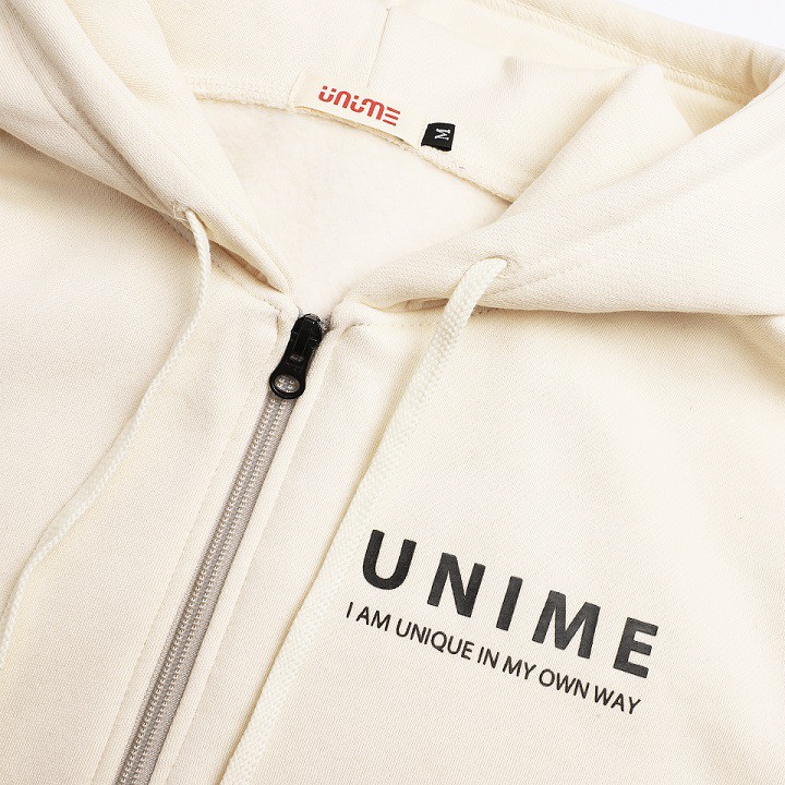 Áo khoác dây kéo Unime Hoodie Zip Flex 1.0 - Màu kem | BigBuy360 - bigbuy360.vn