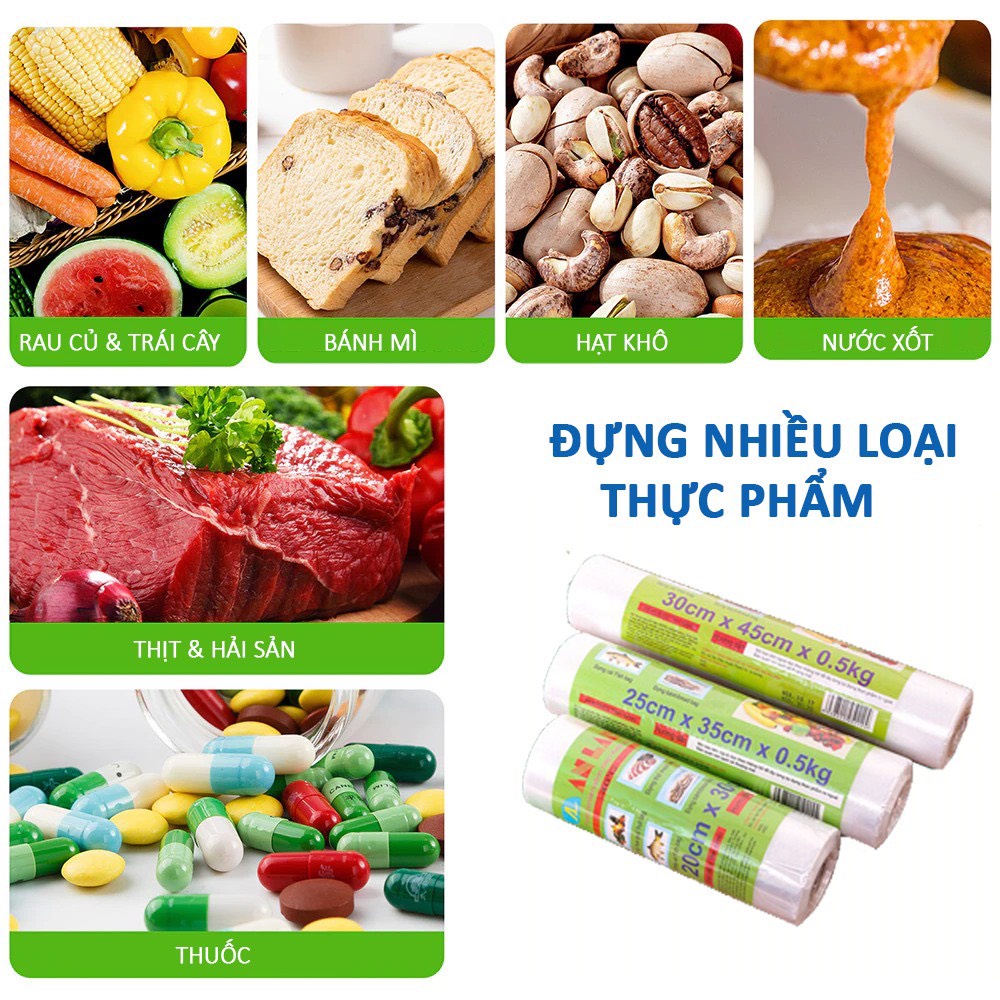 Cuộn 150 túi đựng thực phẩm hàng loại đủ trong tủ lạnh An Lành WALLMART WM95