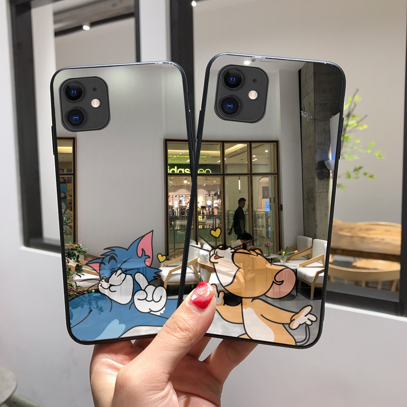 Toàn Bộ Ốp Lưng Tráng Gương In Hình Mèo Và Chuột Cho Iphone 12