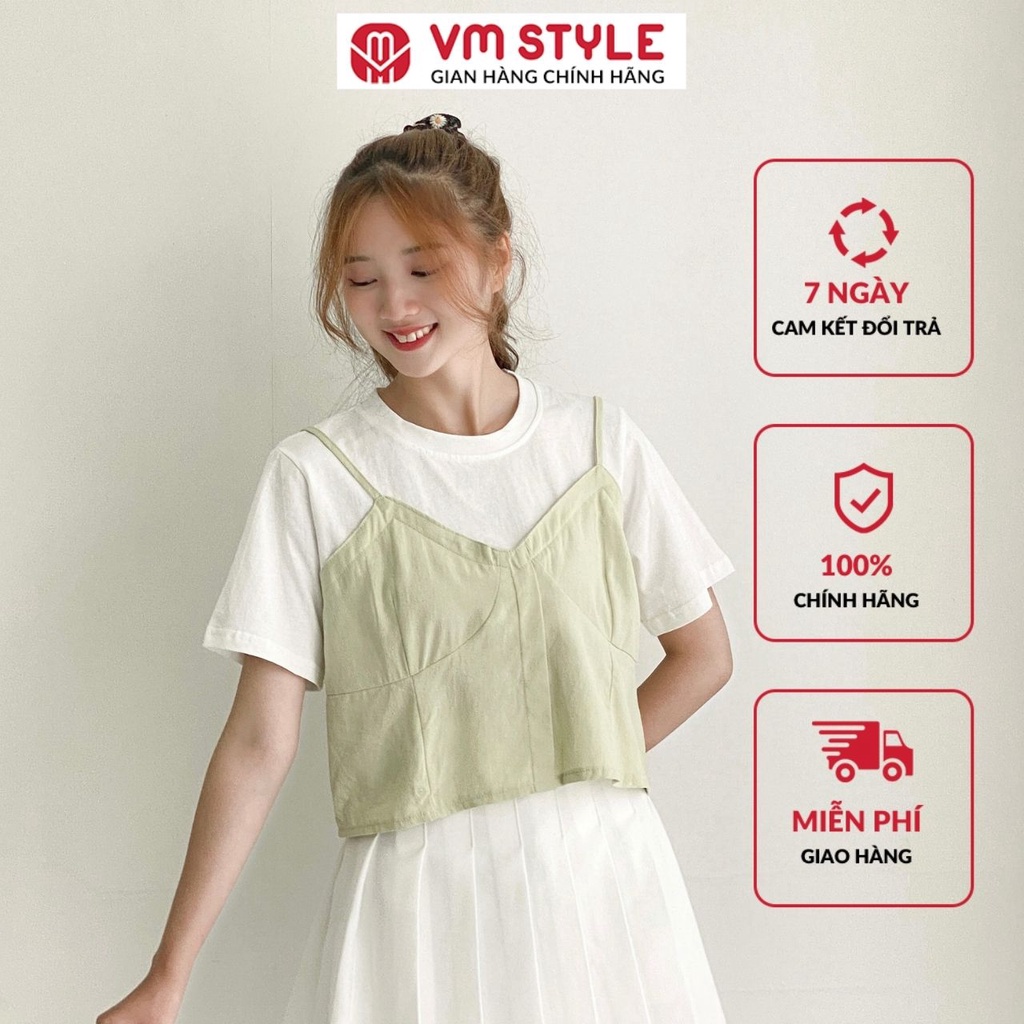 Áo kiểu nữ VM STYLE croptop tay ngắn phối kiểu yếm 892 22SU03A961409