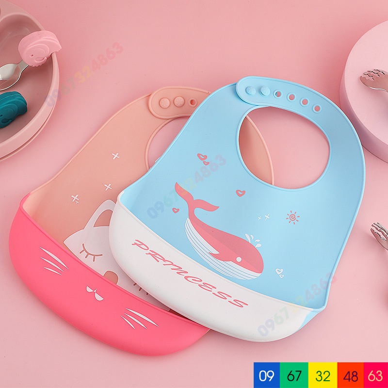 Yếm ăn dặm SILICON KÈM MÁNG siêu mềm dẻo cho bé