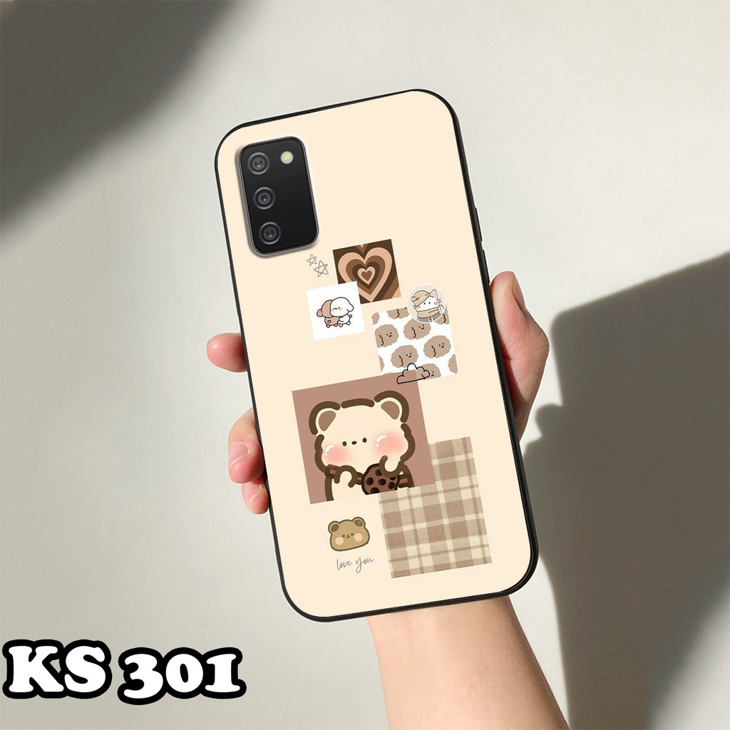 Ốp lưng Samsung A02s - Samsung A02 - Samsung A01 - Ốp in hình Gấu&amp;Thỏ siêu xinh - Lưng nhám viền TPU chống trầy xước