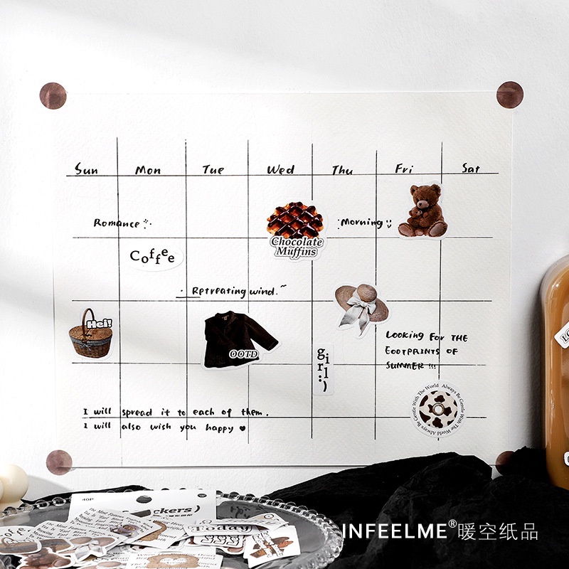 Set 40 miếng dán trang trí sổ tay đơn giản ấn tượng phong cách retro