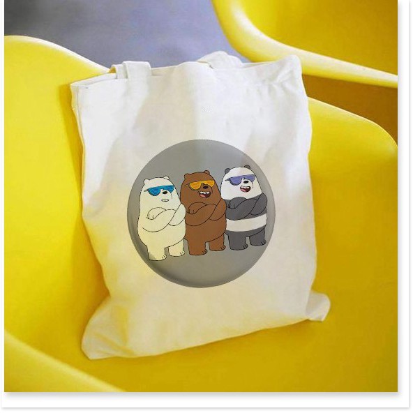 Túi tote vải bố đeo vai canvas Gấu We Bare BearsT6 PHONG CÁCH AOMI