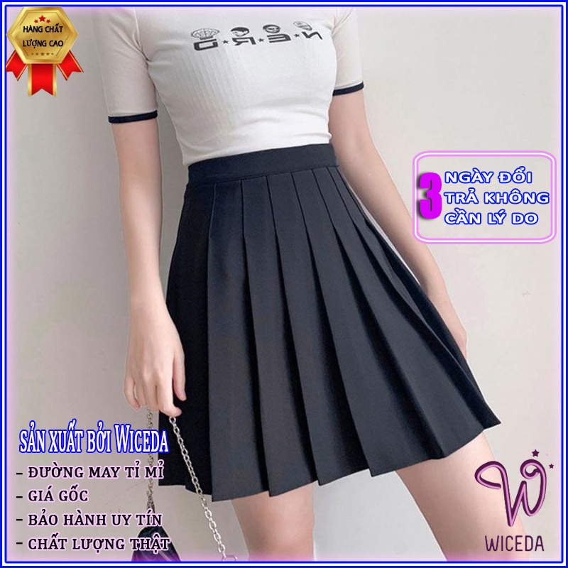 Chân váy xếp ly cạp cao xinh , chân váy tennis dáng ngắn chất tuyết mưa 3 màu đen trắng xanh ngọc Wiceda 460