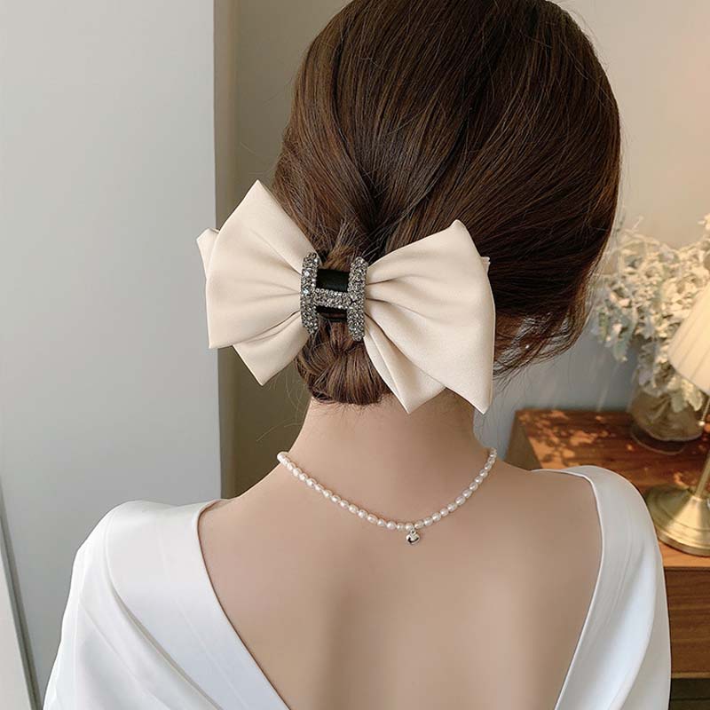 Kẹp Tóc Hình Nơ Lớn Đính Đá Thanh Lịch Cho Nữ