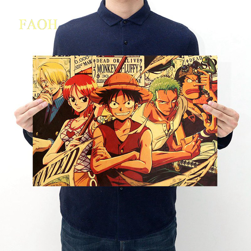 Poster treo tường in hình nhân vật One Piece 35cm