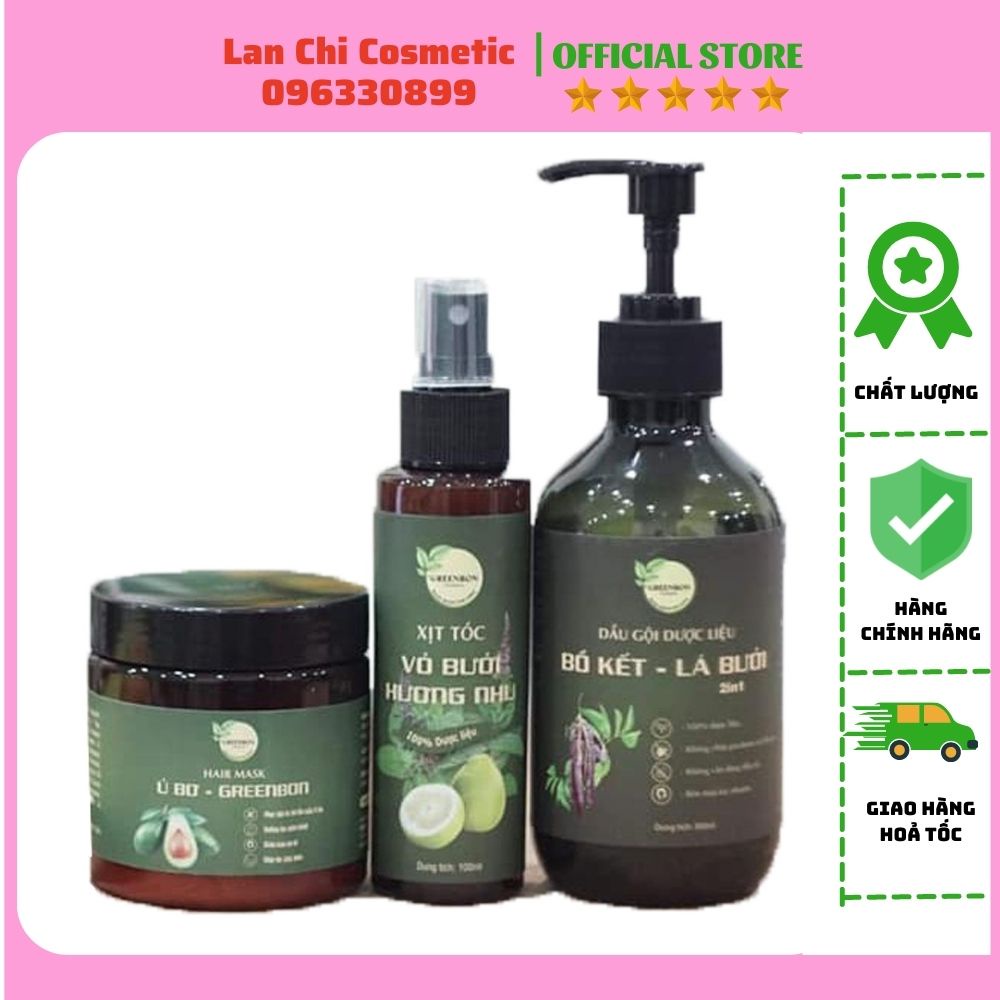 Bộ chăm sóc tóc thảo dược organic GREENBON, Bộ dầu gội cho bà bầu và mẹ bỉm giúp tóc chắc khỏe mềm mượt, ngăn rụng tóc