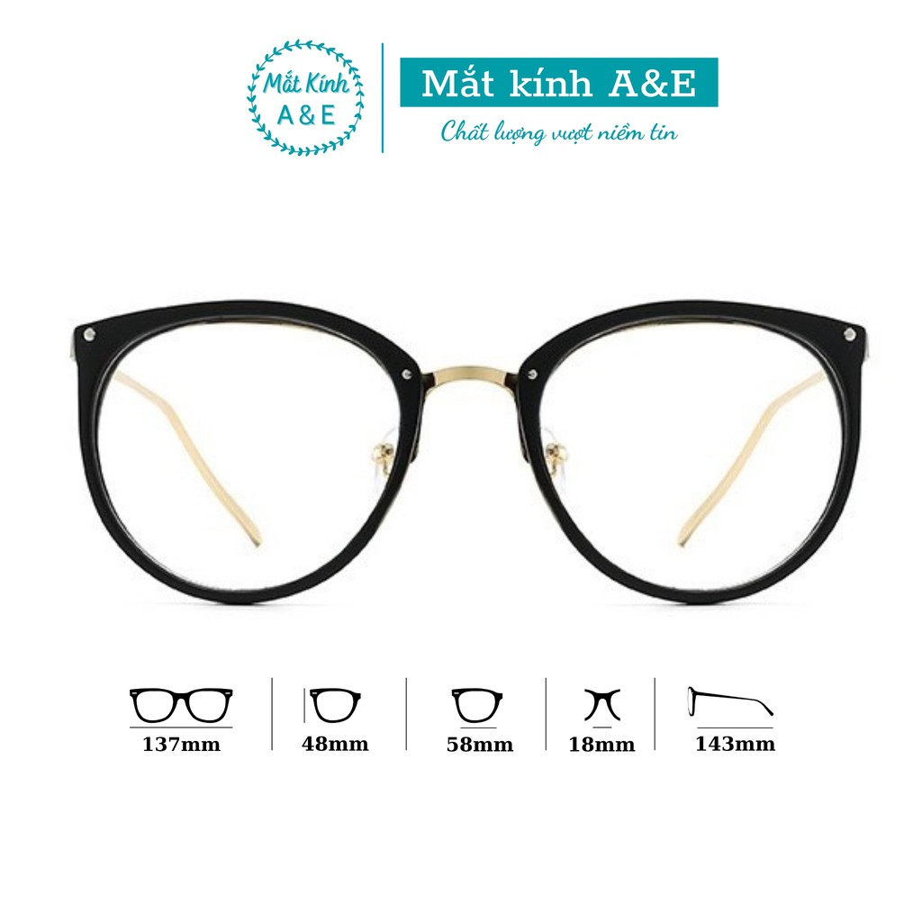 Gọng kính cận nữ AMIE Eyewear mắt kính tròn chất liệu kim loại nhựa kiểu dáng trẻ trung năng động 6020