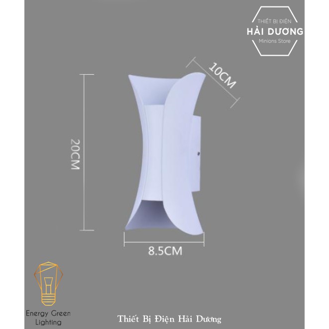 Đèn Tường Cong 2 Đầu Phát Sáng DT-2238 Ánh Sáng Vàng - Led Siêu Sáng 10w - Có Video - Chống Nước - Energy Green Lighting